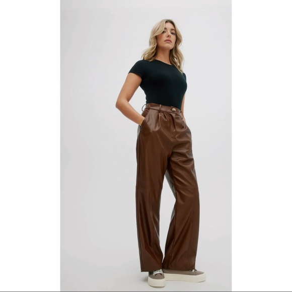 Heather High Waisted Vegan Leather Pants - Picture 1 of 4